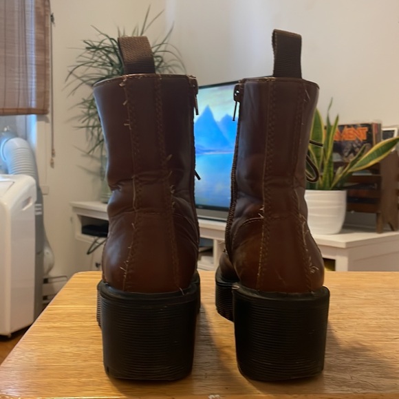 Brown vegan leather combat boot - Picture 3 of 10